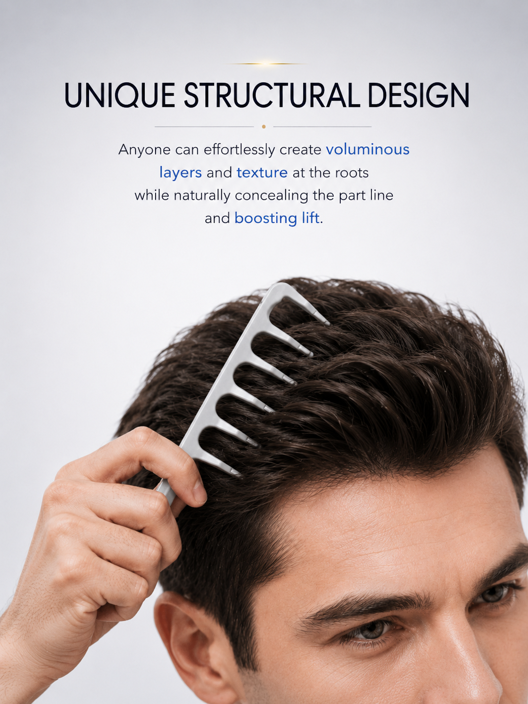 Men's Styling Comb - Bangs Hair Comb, Textured Multi-tooth Hair Comb for Fluffy Hair Combing